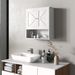 kleankin Farmhouse Bathroom Wall Cabinet, Wall Mounted Medicine Cabinet With Open Shelf & Adjustable Shelf, Storage For Laundry Room, White_maomaolike.com