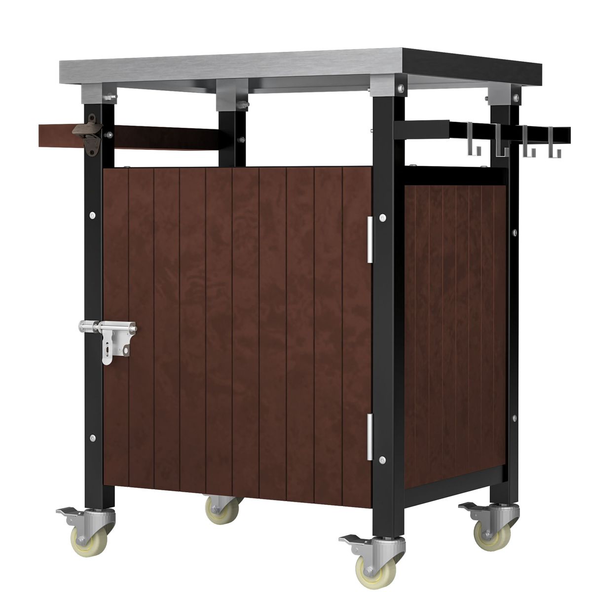 0utdoor Grill Cart With Stainless Steel Tabletop, Wheels & Storage - Waterproof BBQ Serving & Bar Cart_maomaolike.com