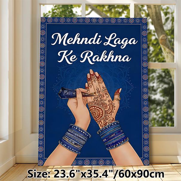 Mehndi Themed Painting Poster, Rich-toned Ethnic Style Poster, Cultural Festive Design, Ideal For Wedding Venue, Cultural Event Space Or Home Decor_maomaolike.com