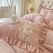 French Style Warm Milk Velvet Quilted Cover Single Piece Autumn Winter Thickened Coral Fleece Lace Bed Skirt Three-Piece Set_maomaolike.com