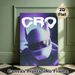 Cyber Racing Helmet Painting Poster, Vibrant Cyberpunk-style Gradient Purple-blue Helmet With "CRO" Text Poster, Stylish Futuristic Decor For Game_maomaolike.com