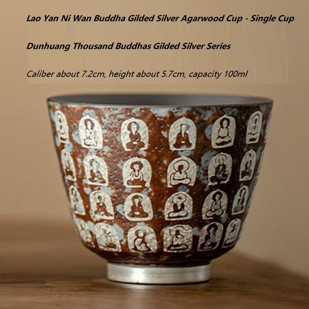 Vintage Ceramic Tea Cup Dunhuang Buddha Gilded Silver Agarwood Cup Master Cup_maomaolike.com
