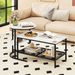 Coffee Table 2-Tier Rectangle Coffee Table And Side End Table With Storage Shelves_maomaolike.com