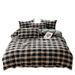 Minimalist Style All-Cotton Washed Four-Piece Pure Cotton Thickened Duvet Cover Japanese Plaid Sheet Bed Skirt Three-Piece Set Who_maomaolike.com