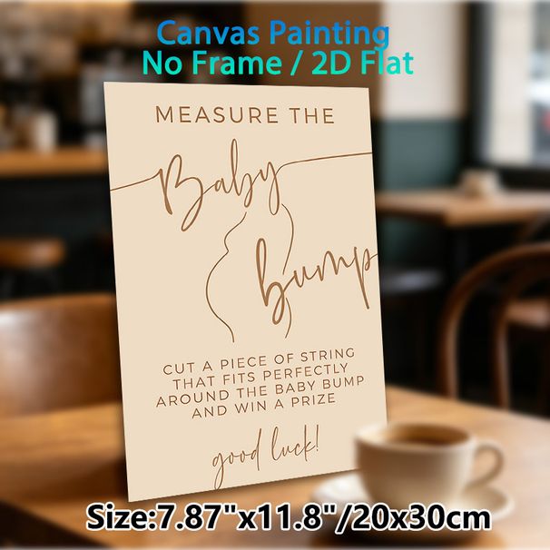 Baby Bump Measuring Game Painting Poster, Minimalist Warm Neutral Line Art Poster, Fun Interactive Game Decor, Suitable For Baby Shower Parties_maomaolike.com