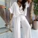 Women's Clothing V neck bat sleeve top casual pants set_maomaolike.com