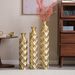 Metal Decorative Vase High Distress Metal Center Vase With 3D Triangle Pattern, Set Of 3 Vases For Home Decoration 33.5 ", 29.5 ", 25.2 "high, Gold_maomaolike.com