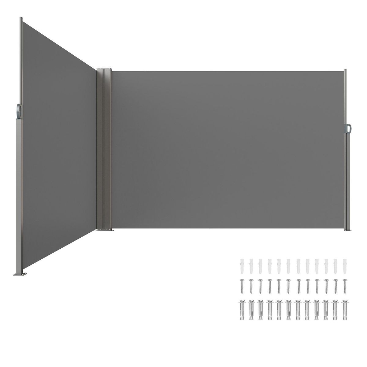 VEVOR Retractable Side Awning, 79''x 236'' Outdoor Privacy Screen, 180g Polyester Water-proof Retractable Patio Screen, UV 30+ Room Divider Wind Screen For Patio, Backyard, Balcony, Gray_maomaolike.com