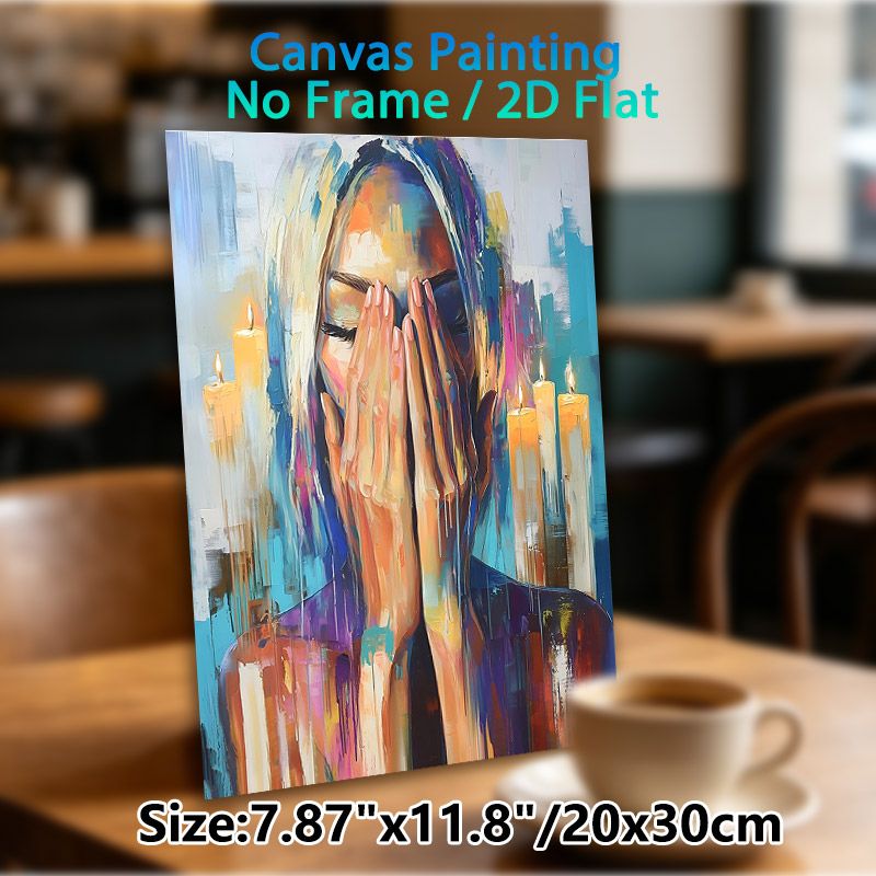 Abstract Woman & Candle Painting Poster, Vibrant Bold Brushstroke Abstract Artwork Poster, Artistic Decorative Piece Suitable For Living Room, Bedroom_maomaolike.com