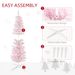 5 Ft Snow Flocked Artificial Pencil Christmas Tree, Slim Xmas Tree With Realistic Branches And Plastic Base Stand For Indoor Decoration, Pink_maomaolike.com
