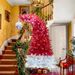 6 Ft Hinged Fraser Fir Artificial Fir Bent Top Christmas Tree, Bendable Santa Hat Style Christmas Tree Holiday Decoration W/1,250 Lush Branch Tips, 300 LED Lights_maomaolike.com