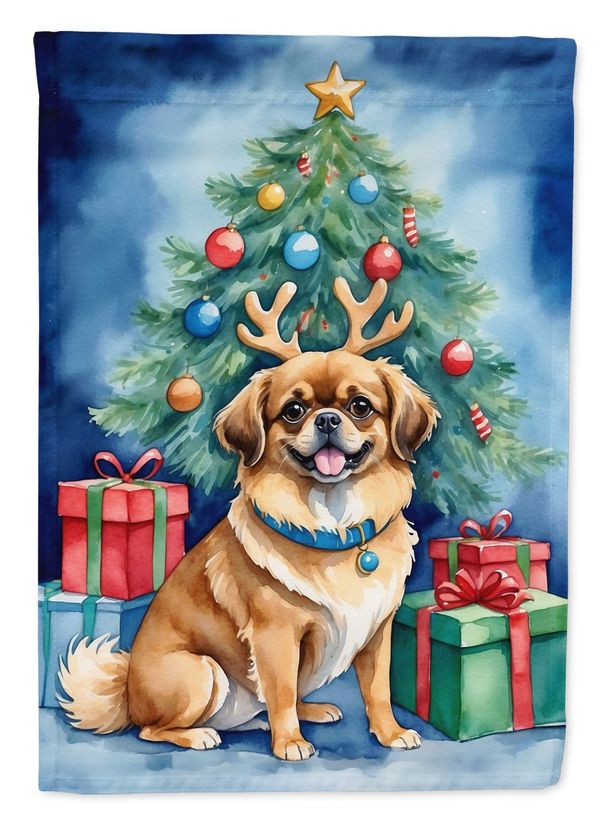 Tibetan Spaniel Christmas Reindeer Garden Flag Mailbox Flag Decorative Yard Flag Banner Outside Patio Artwork Yard Flower Beds, Garden Size, Multicolor_maomaolike.com