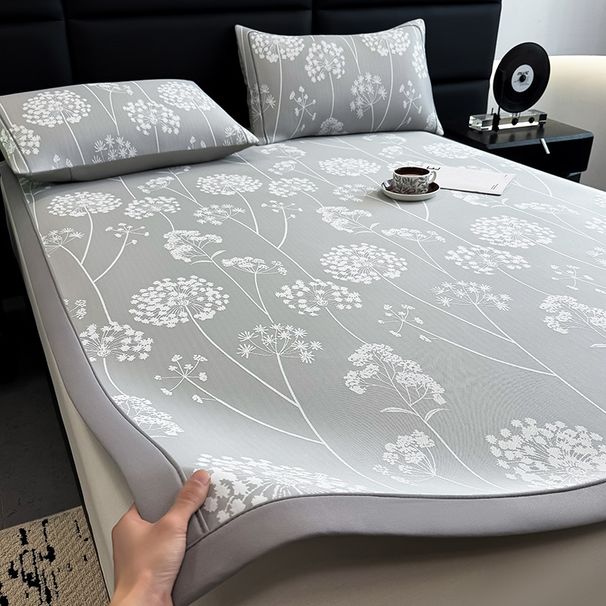 Class A Jacquard Ice Three-Piece Set Summer Cool Silk Air Conditioning Washable Cooling Bed Sheet Style Soft Mat_maomaolike.com