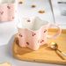 Ceramic Mugs Cartoon Cherry Print Irregular Flower Shapes Coffee Mug Children's Milk Cups Birthday Present for Girls_maomaolike.com