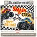 Monster Truck Birthday Party Banner - 2D Flat Polyester Backdrop With Checkered Flag Design, Wall Hanging Photo Props, Party Decor_maomaolike.com