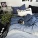 Once Upon A Time Ins Simple Gradient Blue Four-Piece Twill Sheet Bed Skirt Bedding 4-Piece Set_maomaolike.com