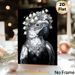 Adorned Parrot Painting Poster, Elegant Monochrome Parrot With Lily-of-the-valley Floral Crown And Gem Necklace Poster, Stylish Eye-catching Decor_maomaolike.com