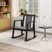 Rocking Chair With Slatted Back And Curved Armrests,with Solid Rubber Wood Linen Fabric High-density Sponge_maomaolike.com