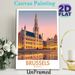 Brussels Cityscape Painting Poster, Warm-toned Retro Travel-style Poster, Beautiful Historic Square Sunset Scene With Water Reflection, Suitable For_maomaolike.com