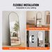 VEVOR Arched Full Length Mirror, 65'' X 22'', Large Free Standing Leaning Hanging Wall Mounted Floor Mirror With Stand Aluminum Alloy Frame, Full Body Dressing Mirror For Living Room Bedroom, Black_maomaolike.com