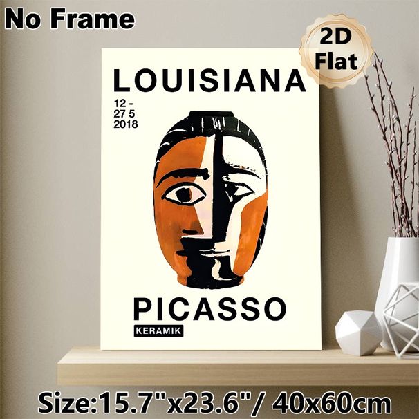 Picasso Abstract Cubist Face Painting Poster, Bold Color-blocked Art Exhibition Poster, Stylish Modern Art Decor Ideal For Living Room, Studio Wall_maomaolike.com