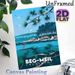 Beg-Meil Coastal Stand-Up Paddling Painting Poster, Vibrant Flat-style Seaside Scene Poster, Serene Nautical Decor Ideal For Living Room, Bedroom Or_maomaolike.com