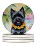 Cairn Terrier Luau Large Sandstone Coasters Pack Of 4 Absorbent Round Coasters Decor Gifts For Men Or Women, 4 In, Multicolor_maomaolike.com