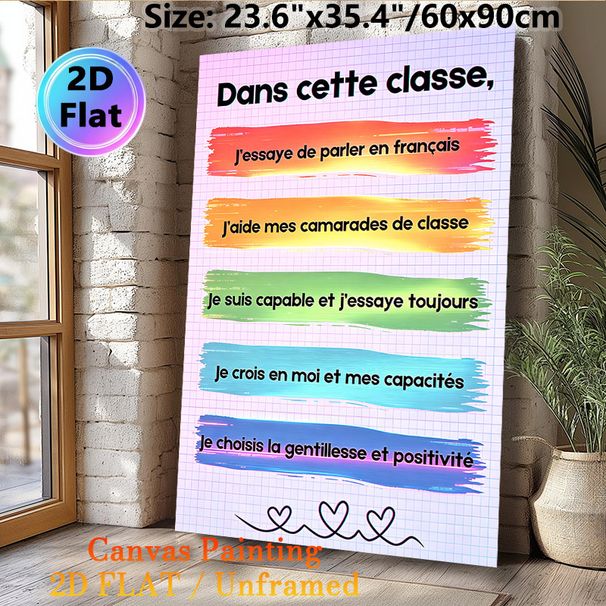 French Classroom Positive Affirmation Painting Poster, Vibrant Brush-stroke Design Poster, Inspirational French Positive Statements To Build A_maomaolike.com