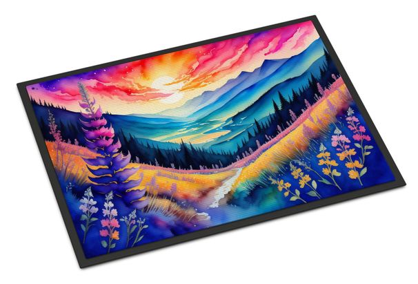 Annual Larkspur In Color Doormat Front Door Mat Indoor Outdoor Rugs For Entryway, Non Slip Washable Low Pile, 24H X 36W_maomaolike.com