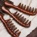Thickened Large Wide-Tooth Massage Comb With Wooden Handle, For Ladies Long Curly & Straight Hair Household Use
_maomaolike.com