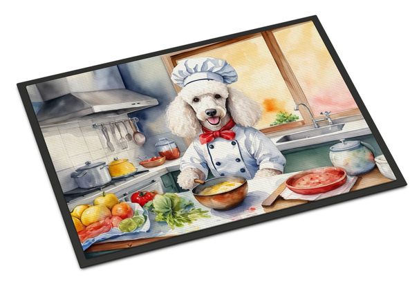 White Poodle The Chef Doormat Front Door Mat Indoor Outdoor Rugs For Entryway, Non Slip Washable Low Pile, 24H X 36W_maomaolike.com