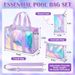 Women Summer PVC Beach Bag Set, Transparent Waterproof Tote Bag With Makeup Pouch & Phone Pocket, 3Pcs Swimming Vacation Handbag Multiple Colors_maomaolike.com