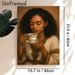 African Woman & Coffee Painting Poster, Warm-toned Realistic Portrait Poster, Cultural Calming Artwork Suitable For Living Room, Café And Cozy Indoor_maomaolike.com