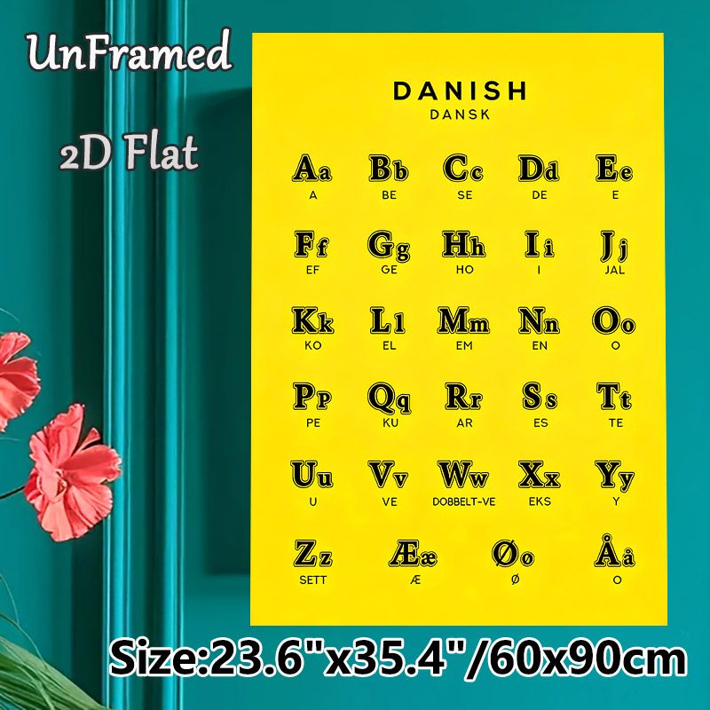 Danish Alphabet Painting Poster, Bold Typographic Danish Letter Chart Poster, Practical Language Learning Tool For Study Rooms And Language Classrooms_maomaolike.com