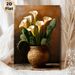 Calla Lily & Cactus Still Life Painting Poster, Realistic Oil-style Still Life Poster, Warm-toned Artwork With Elegant Blooms And Cacti, Ideal For_maomaolike.com