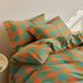 Nordic Style Four-piece Set Of All-cotton Plaid Duvet Cover, Yarn-dyed Washed Double Bed Fitted Sheet, Simple Pure_maomaolike.com
