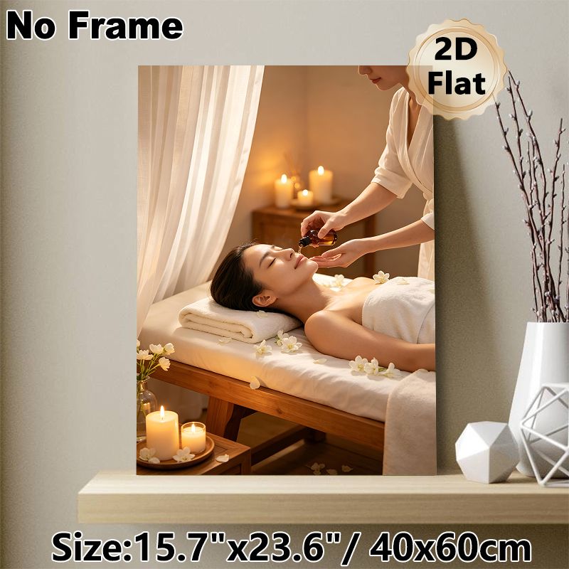 Spa Massage Painting Poster, Warm-toned Tranquil Spa Scene Poster, Offers Soothing Ambiance, Suitable For Spa Salon, Wellness Center And Relaxation_maomaolike.com