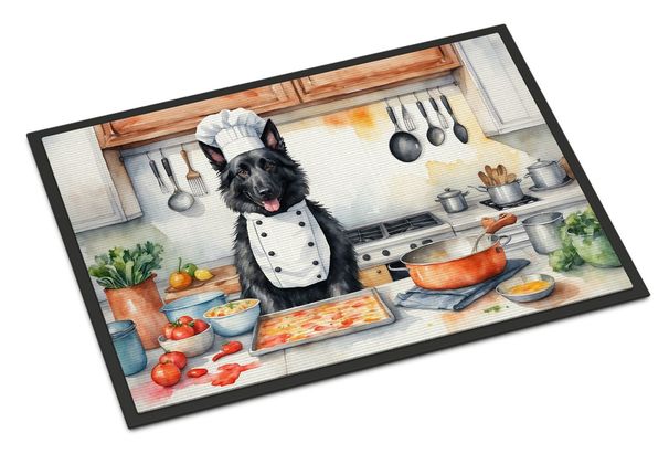 Belgian Sheepdog The Chef Doormat Front Door Mat Indoor Outdoor Rugs For Entryway, Non Slip Washable Low Pile, 24H X 36W_maomaolike.com