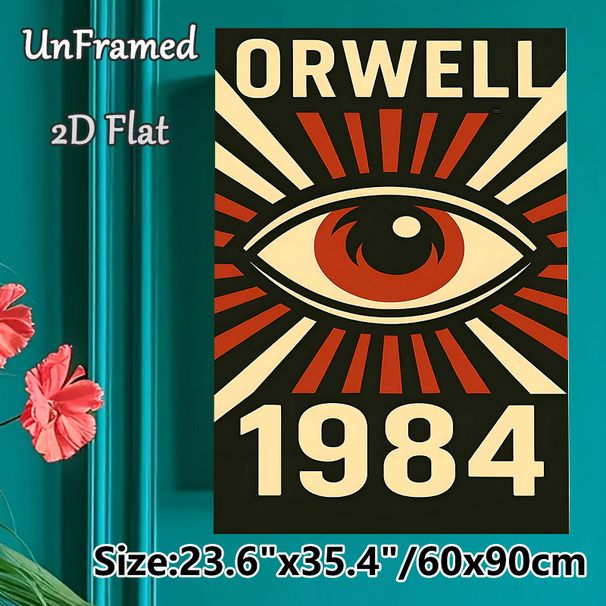 Orwell 1984 All-Seeing Eye Painting Poster, Vintage Retro Bold Graphic Poster, Eye-catching Literary Themed Decor Suitable For Home Study, Library And_maomaolike.com