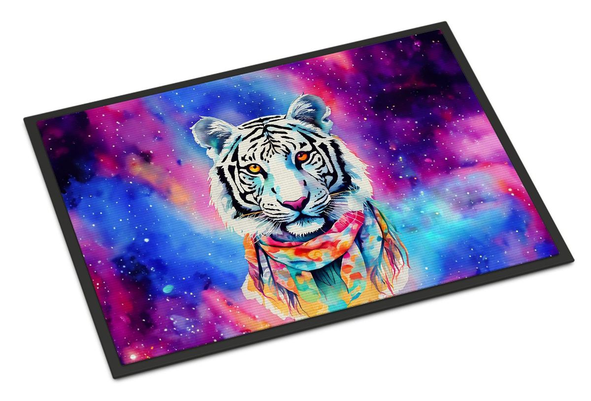 Hippie Animal White Tiger Doormat Front Door Mat Indoor Outdoor Rugs For Entryway, Non Slip Washable Low Pile, 24H X 36W_maomaolike.com