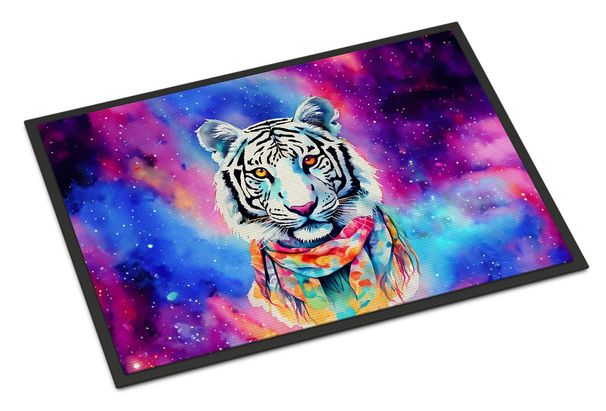 Hippie Animal White Tiger Doormat Front Door Mat Indoor Outdoor Rugs For Entryway, Non Slip Washable Low Pile, 24H X 36W_maomaolike.com