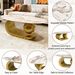 Modern Oval Coffee Table For Living Room, Marble Pattern Sintered Stone Coffee Tabletop With Gold Stainless Steel Base In 47.2"_maomaolike.com