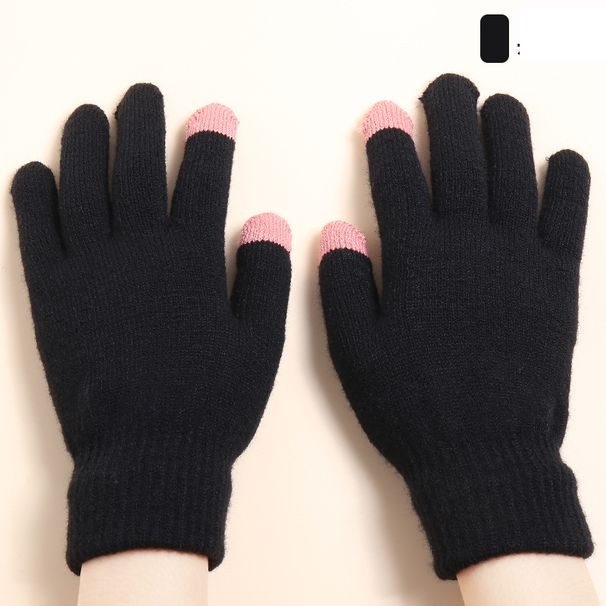 Christmas Touch screen gloves Women's winter fleece-thickened deer wool warm knit gloves_maomaolike.com