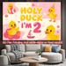 2nd Birthday Party Banner - 2D Flat Polyester Backdrop With Little Yellow Duck Theme, Wall Hanging Photo Props, Party Decor_maomaolike.com