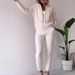 Women's Clothing new autumn solid color twist pattern hooded zipper top casual home suit_maomaolike.com