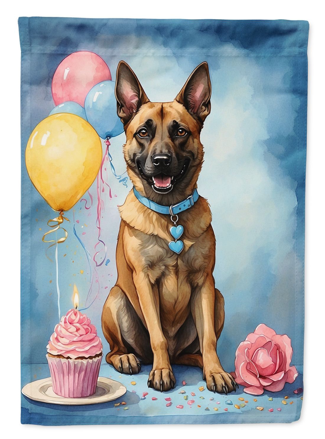 Belgian Malinois Happy Birthday House Flag Large Porch Sleeve Pole Decorative Outside Yard Banner Artwork Wall Hanging, Polyester, House Size, Multicolor_maomaolike.com
