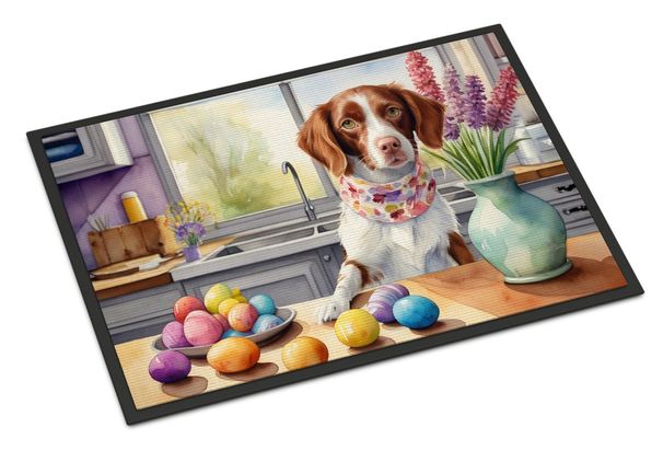 Decorating Easter Brittany Spaniel Doormat Front Door Mat Indoor Outdoor Rugs For Entryway, Non Slip Washable Low Pile, 24H X 36W_maomaolike.com