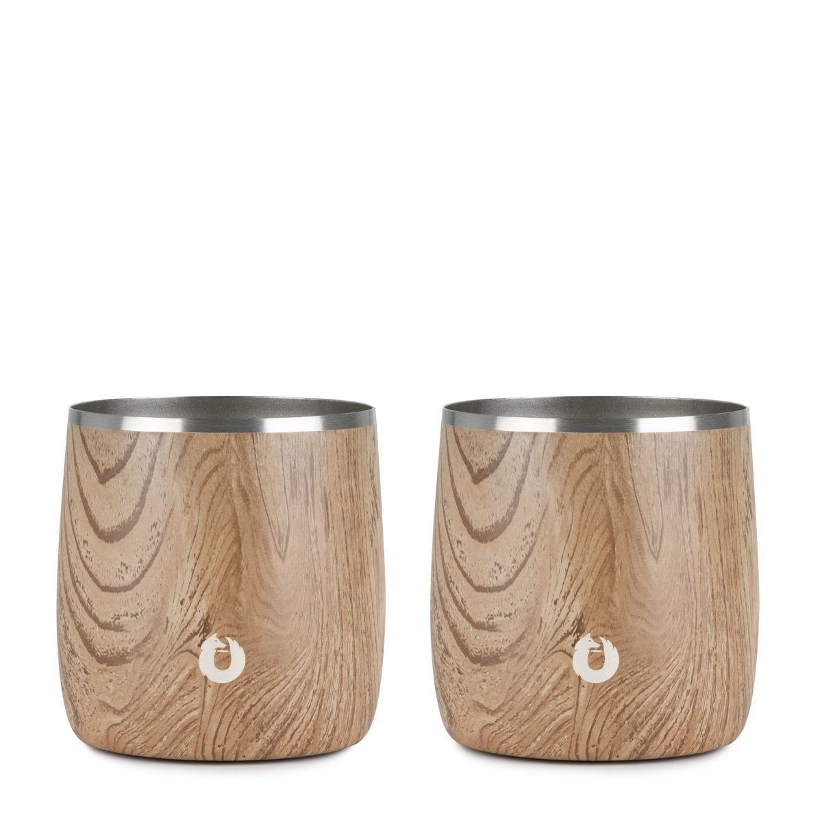 Stainless Steel Rocks Glass, Set Of 2 - Natural Teak_maomaolike.com