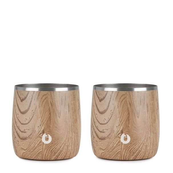 Stainless Steel Rocks Glass, Set Of 2 - Natural Teak_maomaolike.com