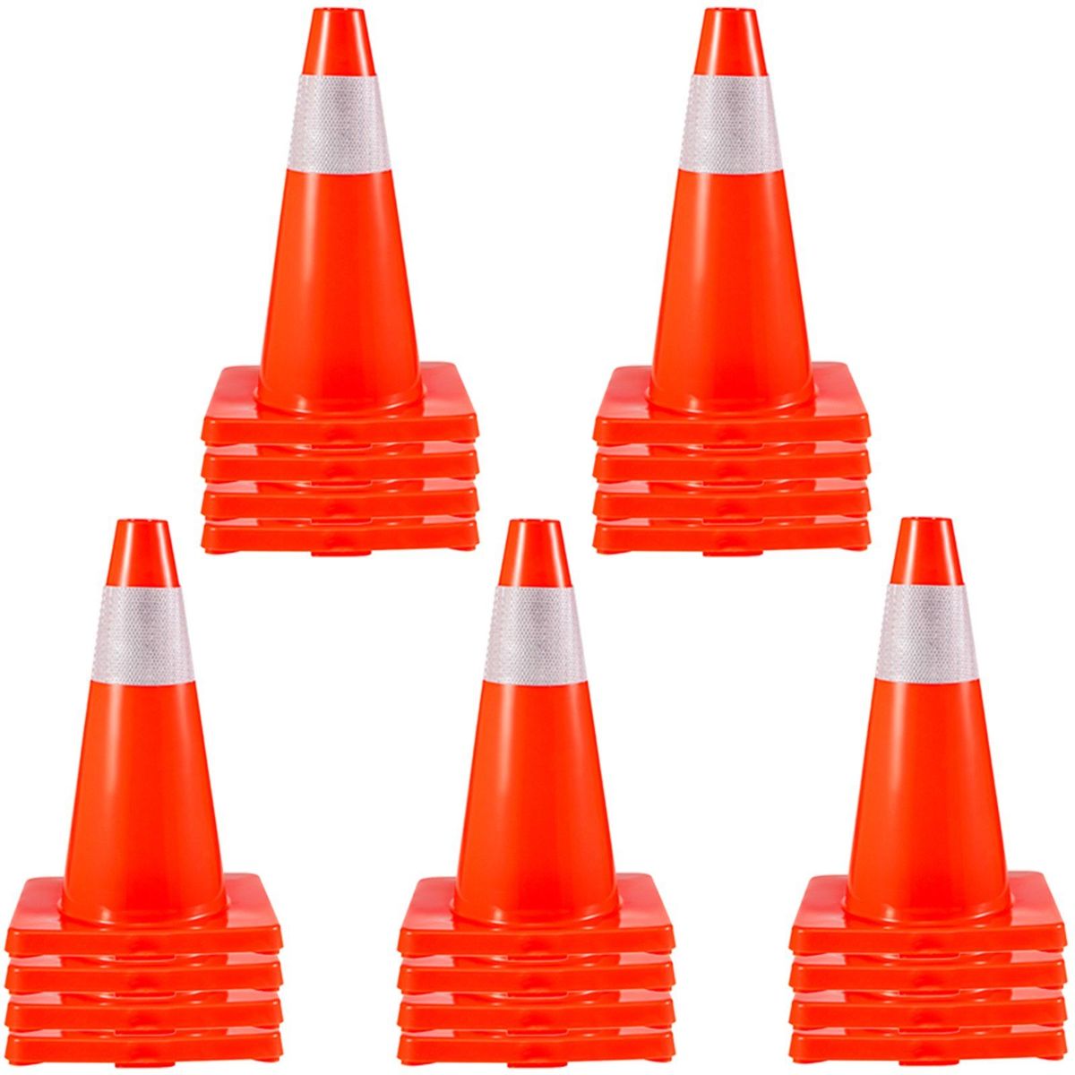 VEVOR 20Pack 18" Traffic Cones, Safety Road Parking Cones PVC Base, Orange Traffic Cone With Reflective Collars, Hazard Construction Cones For Home Traffic Parking_maomaolike.com